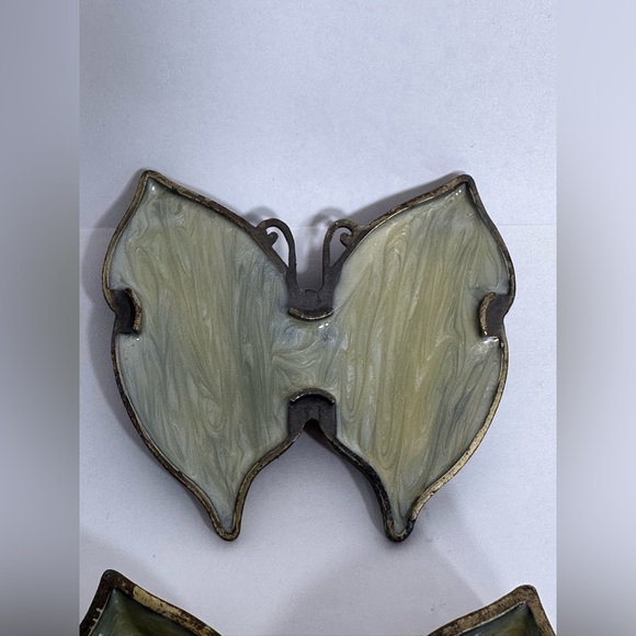 Vintage Enamel and Copper Jeweled Butterfly Trinket Box - Picture 6 of 8